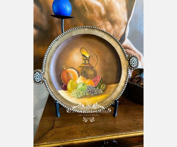 Platón pintado a mano con base de pewter