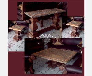 Set de mesas centro, laterales y credenza