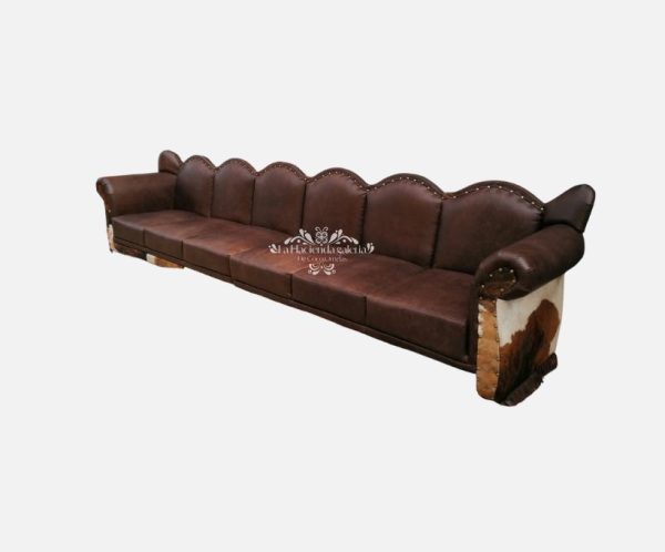 Sillón de 6 plazas con alas de piel de pelo y lisa