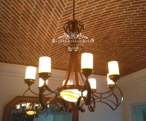 Candil de 6 luces y plafón de ónix