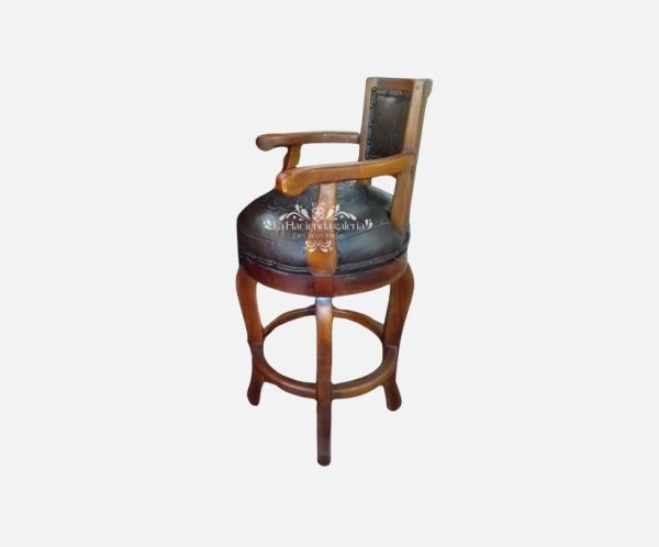 Banco de bar con respaldo y asiento cincelado